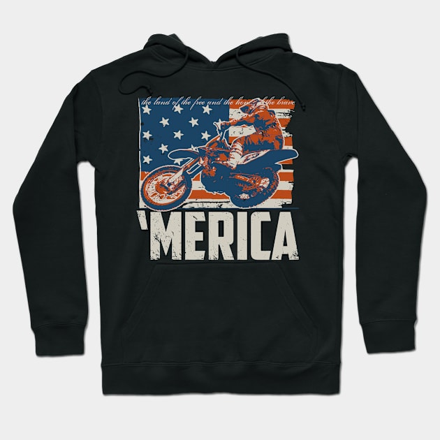 Motocross racer dirt bike 'Merica American Flag Hoodie by TBA Design